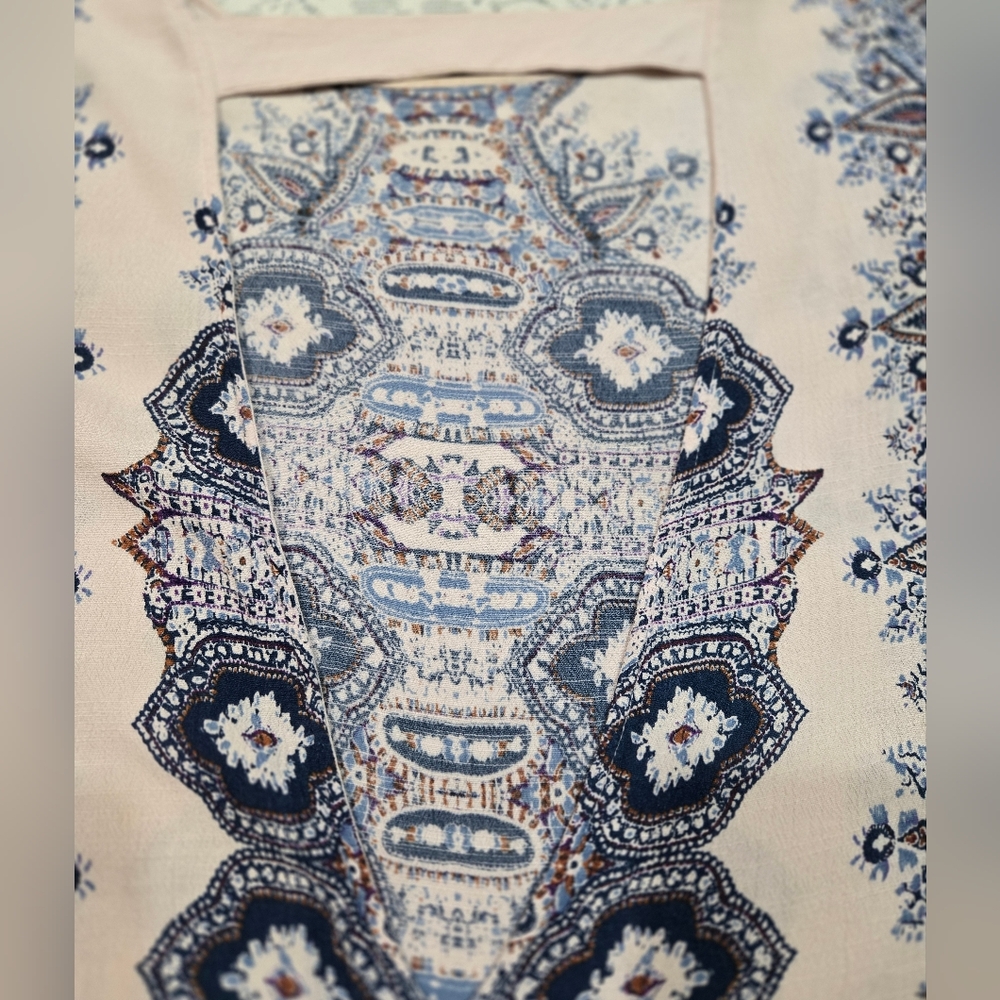Free People Smooth Talker Tunic Dress Cream/Blue Sz S - Picture 13 of 14